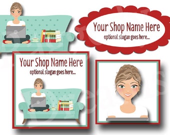 Premade Etsy Shop Banner Set – Teen Girl Computer Design