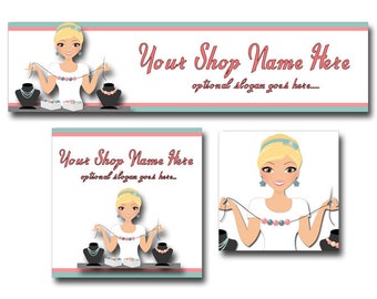 Premade Jewelry Shop Etsy Banner Set - Cover Photo, Shop Icon