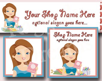 Premade Etsy Cover Photo - Large Etsy Banner - Etsy Shop Banner - SHOP ICON - Shop Profile - Scrapbook Lady