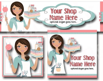 Premade Etsy Shop Banner Set - Arts & Crafts Lady Design