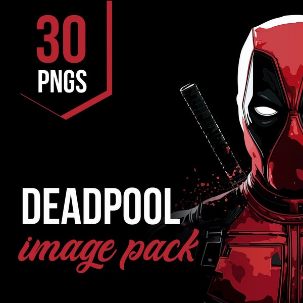 Deadpool Digital Download Pack - Instant Download - Marvel Comics - Direct Download - Comic Superhero - 30 PNGs