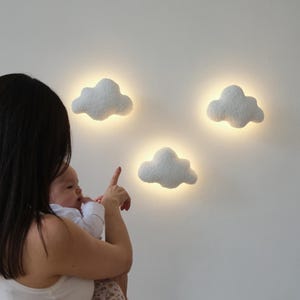 Handmade Boucle Cloud Night Light – Nursery Wall Decor with Remote