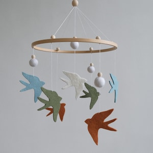 Bird Baby mobile for Floral Nursery, Handmade Crib Mobile Swallow Birds, Gender Neutral Nursery Decor & Baby Shower Gift, Hummingbird mobile