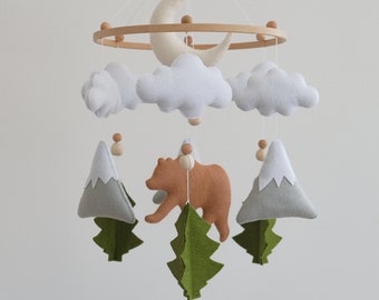 Wald Baby Mobile für Krippe | Waldtiere Kinderzimmer Dekor handgemachte Filz Thema