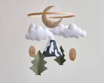 Baby mobile, Mountain nursery mobile, Baby crib mobile, Woodland nursery, Pregnancy gift, Forest baby mobile, Crib mobile, Felt baby mobile