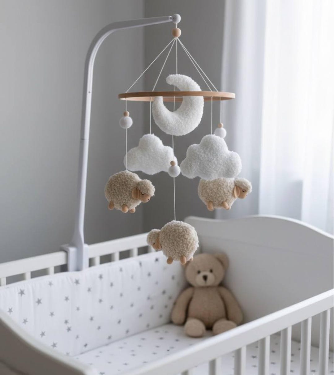 Sheep Baby Mobile, Hanging Clouds Nursery Decor - Etsy