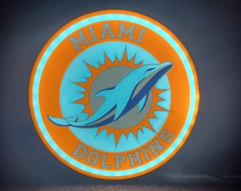 Miami Dolphins LED Lightbox Fan Art - Unique Sports Decor Sign