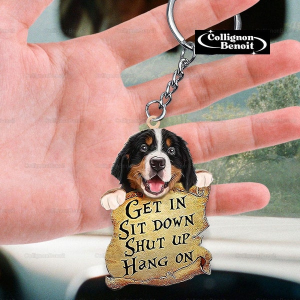 Bernese Mountain Dog Get In Keychain Wooden Phillip, Dog Memorial Gift, Bernese Mountain Dog, Bernese Gifts, Dog Keychain