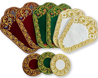 Easter cross napkins, religious table napkins, Altar Cloth, Embroidered Altar Napkins Set for Holy Table, orthodox napkins