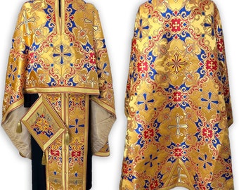 Gold Greek style vestment. Liturgical greek vestments. Orthodox cloth. Embroidered vestments. Custom made vestments.