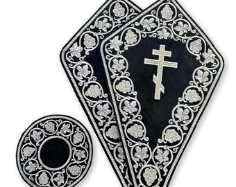 Black cross napkins, religious table napkins, Altar Cloth,Embroidered Altar Napkins Set for Holy Table,orthodox napkins,easter church napkin
