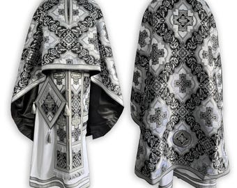 Black orthodox greek priest's vestments set. Liturgical orthodox vestments. Custom Priest Vestments. Ecclesiastical set