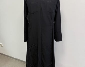 Black Wet Silk Cassock, Greek Orthodox Style Clergy Robe. Undercassock. Cassock for a Priest. Black Clergy Robe.