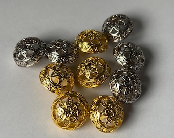 Ball shape Gold metallic buttons for vestments. Silver cassock buttons . Small round buttons for sewing. Silver/gold church buttons.