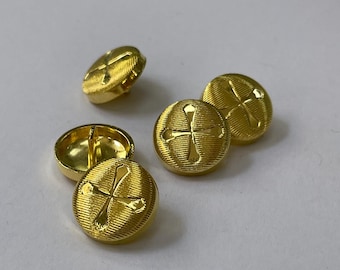 Gold metallic buttons for vestments. Silver buttons with crosses. Small round buttons for sewing. Shank buttons for vestments. Cross buttons