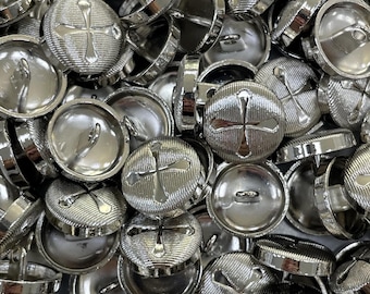 Gold metallic buttons for vestments. Silver buttons with crosses. Small round buttons for sewing. Church supplies for vestments wholesale