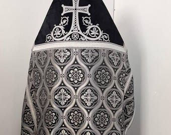 Embroidered Orthodox Priest Vestments Set. Priest Black Vestments. Liturgical Brocade cassock. Custom Made Clergy Robes