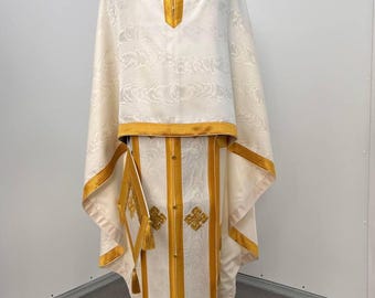 Greek Orthodox Priest Vestments – liturgical cassock. Orthodox stole and cuffs, epigonation