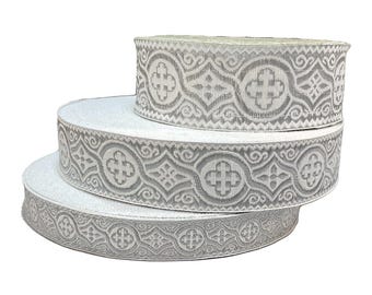 2,5cm, 4cm, 5cm liturgical trim for vestments. Church jacquard ribbon, liturgical lace, vestment trim |PAVLOVSKY|, white galloon 1 inch