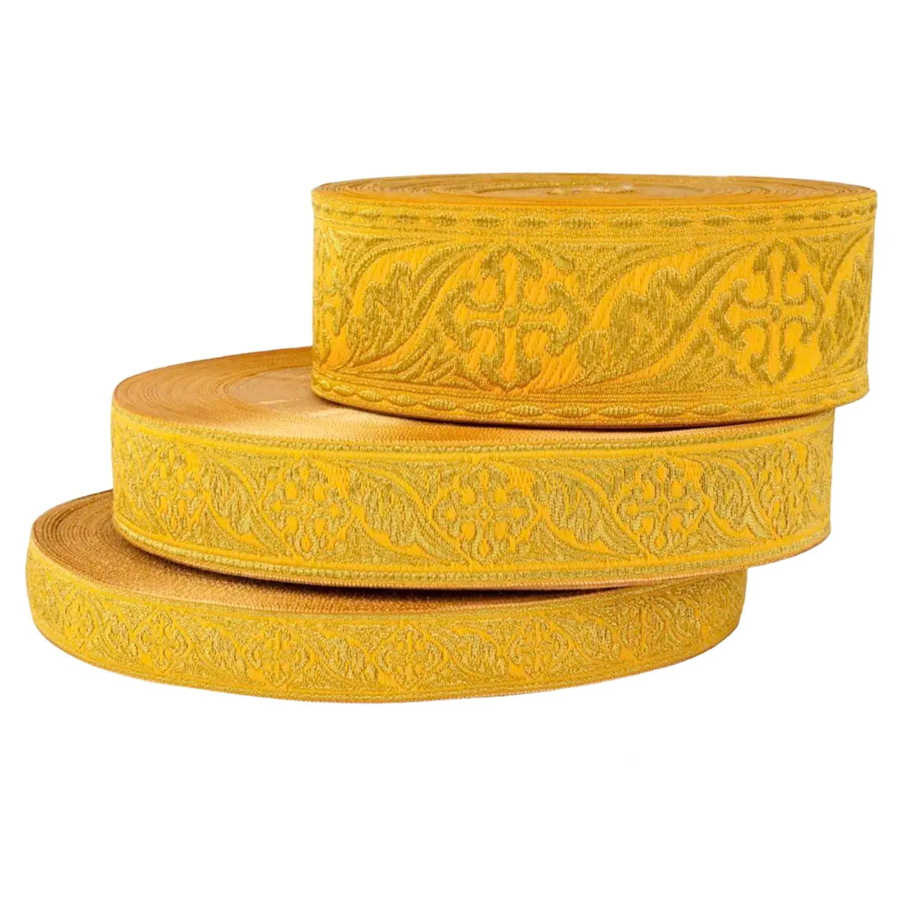 50m Jacquard Ribbon for Church, |LEAFLET| 2,5 Cm, 4 Cm, 5 Cm Ribbon ...