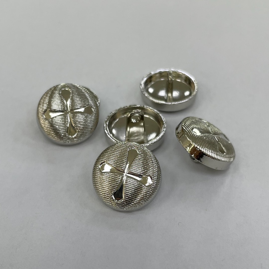 Silver Metallic Buttons for Vestments. Gold Buttons With Crosses. Small ...