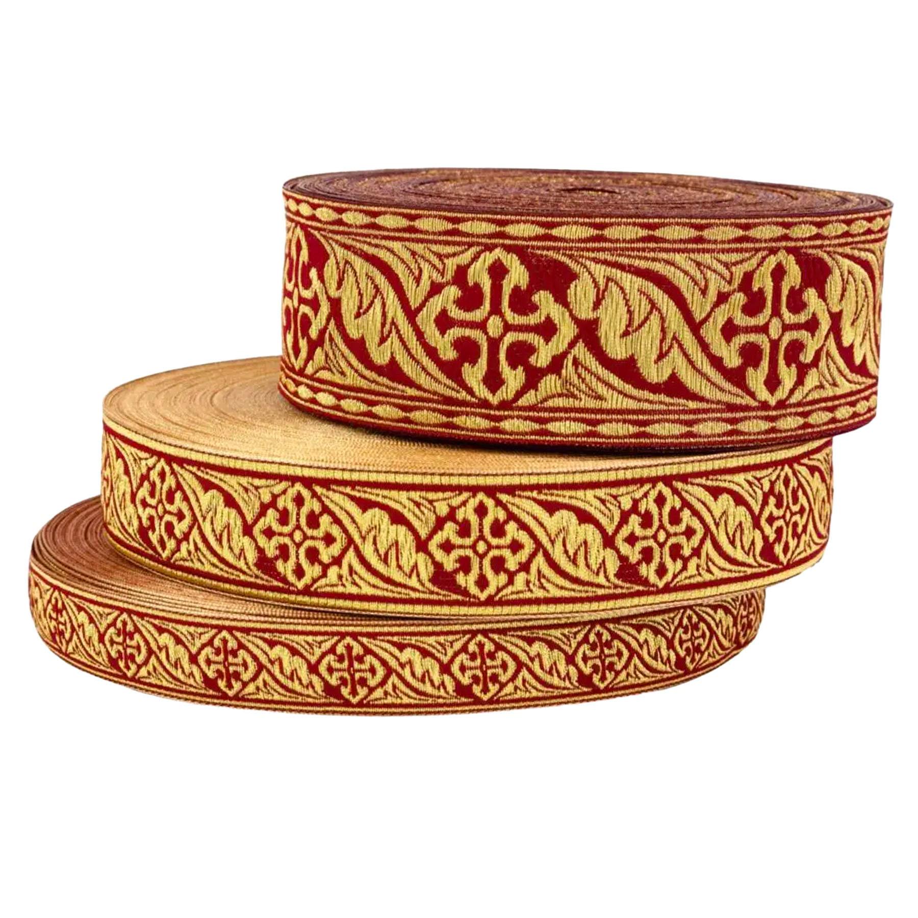 50m Jacquard Ribbon for Church, |LEAFLET| 2,5 Cm, 4 Cm, 5 Cm Ribbon ...