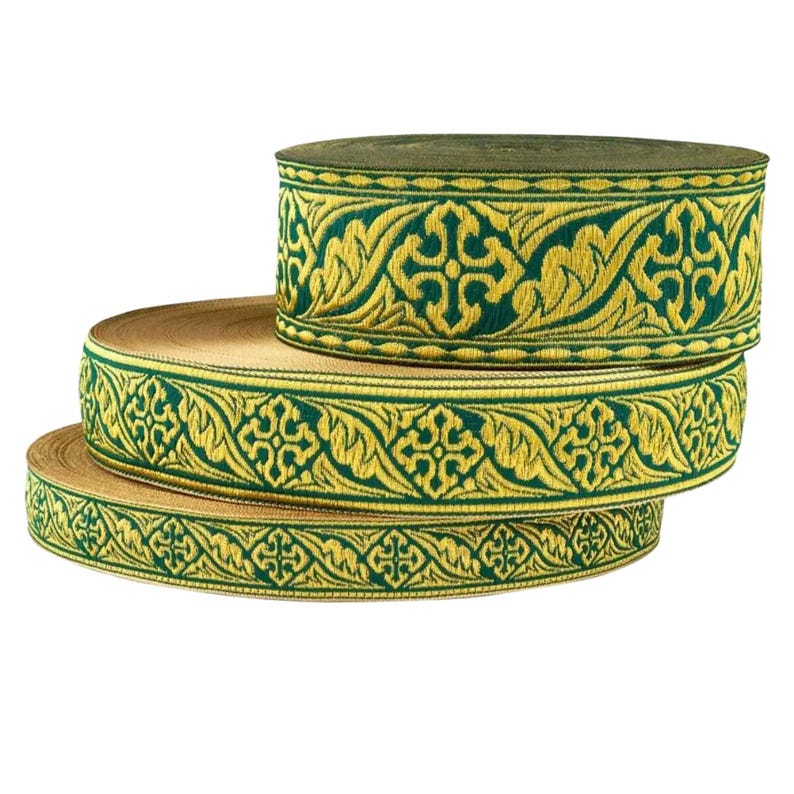 50m Jacquard Ribbon for Church, |LEAFLET| 2,5 Cm, 4 Cm, 5 Cm Ribbon ...