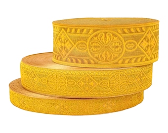 2,5 cm, 4 cm, 5 cm gold church jacquard ribbon, liturgical trim |BYZANTINE|, gold metallic ribbon, vestment trim, 1 inch galon, gold trim