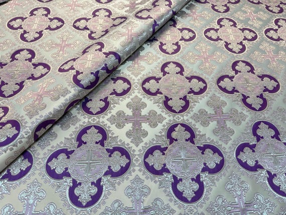 Wreath Brocade Fabric, Metallic Priest Vestment Fabric, 67" Wide,  premium quality fabric, ecclesiastical fabric, liturgical fabric