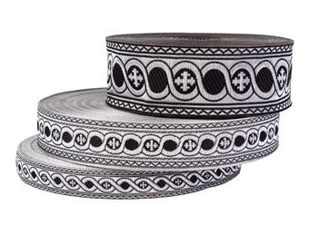 Black silver Gallon, liturgical trim |FLOROVSKY|, gold metallic ribbon, vestment ribbon,  price per meter