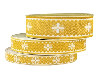 50m Vestment ribbon, liturgical trim |RADIANT|, gold metallic ribbon, gallon 50 meters per roll, liturgical ribbon 2,5 cm, 4cm, 5 cm