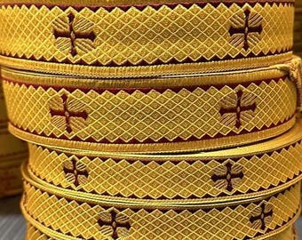 50 meter roll red gold liturgical braid ukraine, vestment ribbon, liturgical trim |RADIANT|, gold metallic ribbon, 2,5 cm, 4 cm, 5 cm gallon