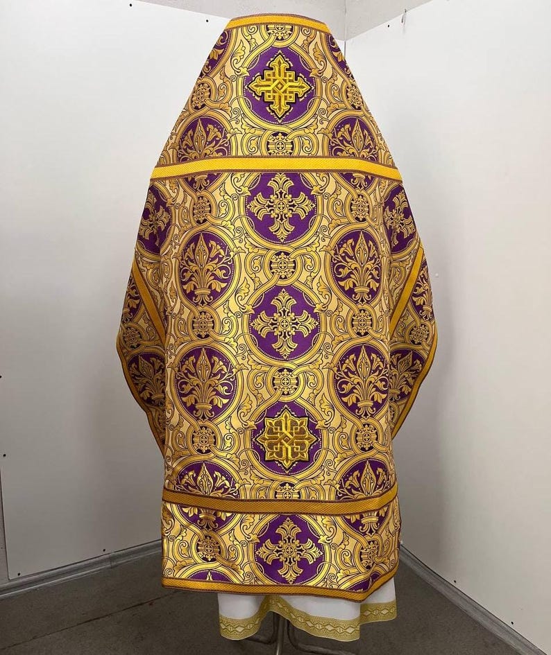 Orthodox Purple Vestments: Metallic Brocade Phelon, Epitrachelion, Belt ...