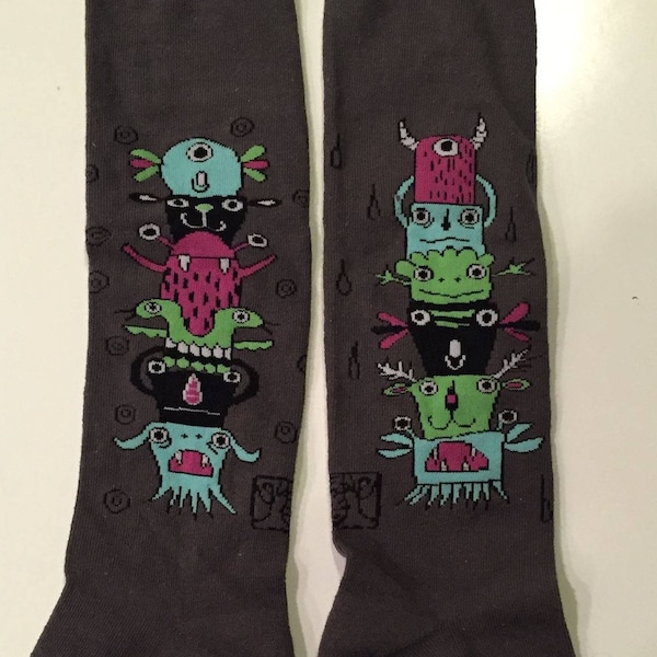 Cute Monster Socks! Novelty Socks, Fun Socks, Unique Socks, Custom Socks, Cool Socks, Crazy, Funky, Colorful by tomonster!