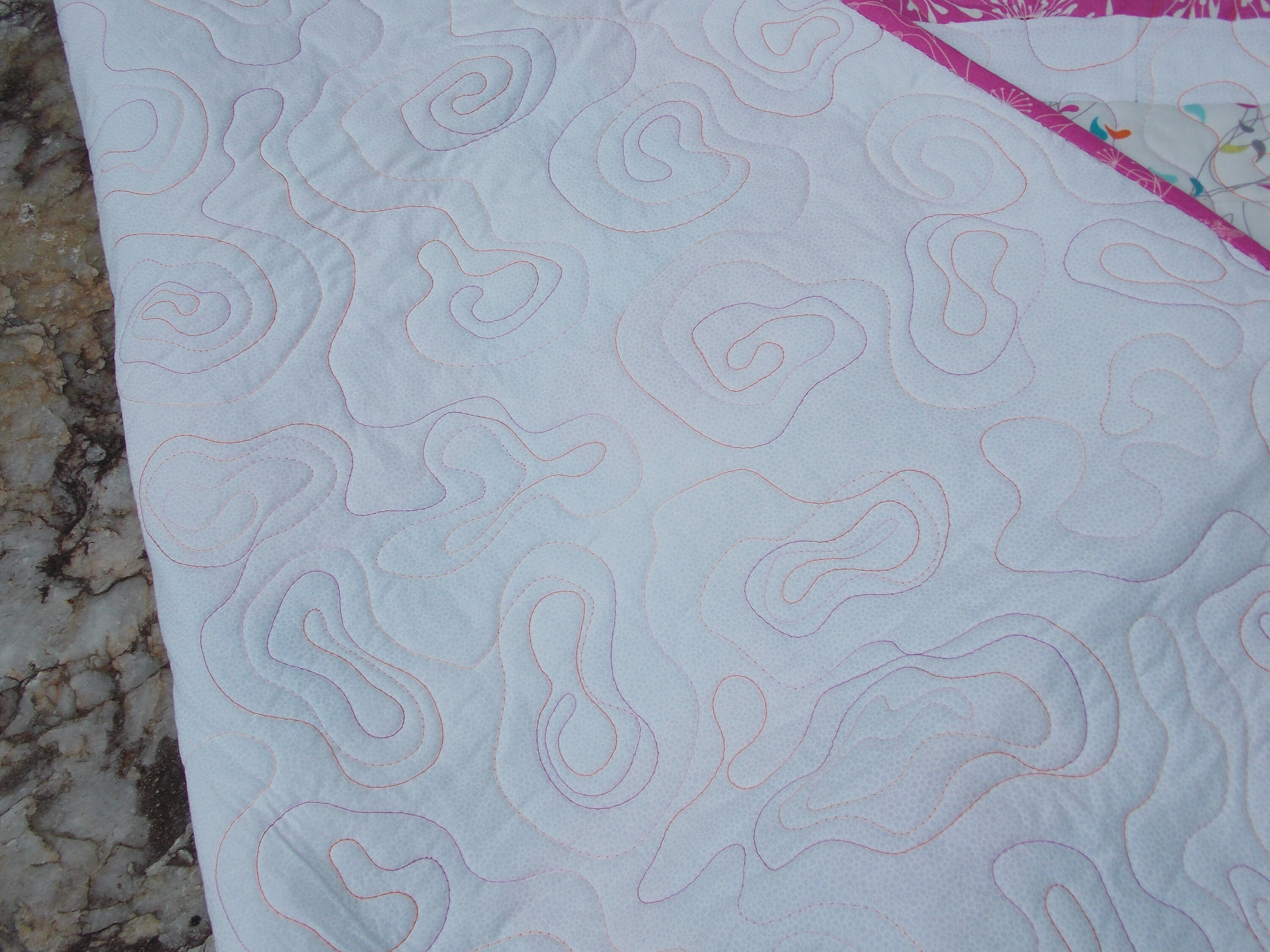 Modern Geometric Lap Throw Quilt - Pink Orange Grey White Teal - Moda ...