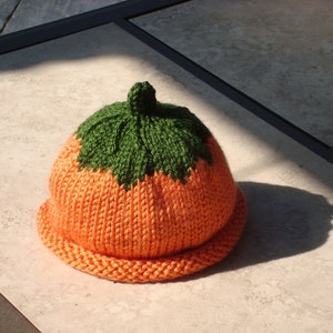 baby pumpkin orange hat beanie fall newborn infant -  any sizes - fall autumn photo prop costume wool or acrylic