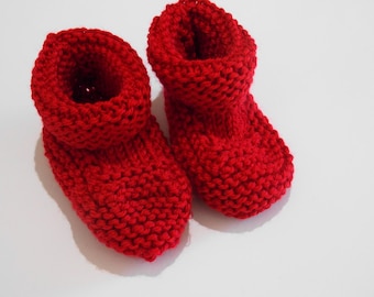 Red Baby Booties Gender Neutral Boy or Girl Newborn Knitted - Etsy