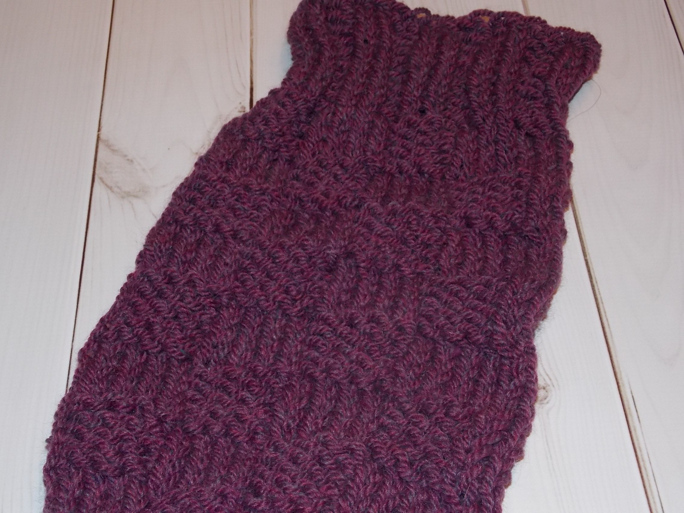 【COSYHARU】Bottle Hachi Warmer Knit Hot Water Bottle Cozy Cover Chunky Yarn Basket Weave Wine