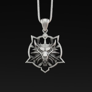 Handmade 925 Sterling Silver Wolf Head Pendant, Animal  Necklace