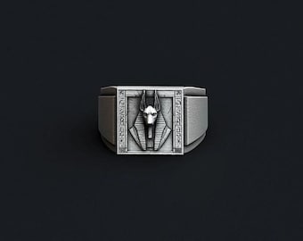 Oxidized Silver Anubis Ring – Egyptian Mythology Jewelry, God of the Afterlife, Protection & Power Symbol