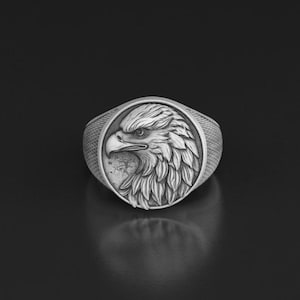 Handmade Sterling Silver Eagle Ring: Personalized 925 Band