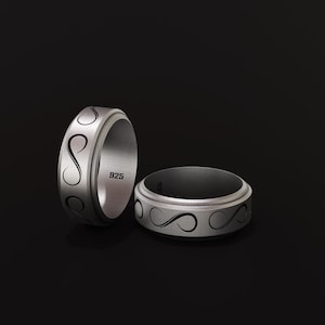 Infinity Couple Ring in Oxidized Silver – Eternal Love Band – Romantic Matching Promise Ring –Unisex 925 Sterling Silver Gift for Him or Her