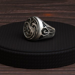 Handmade Sterling Silver Three-Headed Dragon Ring