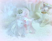 Vintage Embellished Perfume Bottle, Romantic Cottage Chic Perfume Bottle, Bridal Gift, Pink Rose