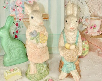 Two Pastel Glitter Easter Bunnies