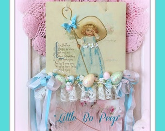 Maud Humphrey Little Bo Peep Spring Wall Hanging, Little Girl Pastel Easter Decoration, Print, Wall Decor, Nursery Rhyme