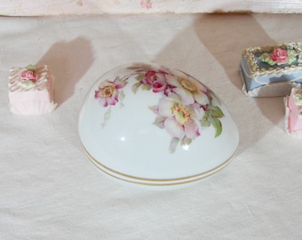 Vintage Germany, Gerard Porzellan, Porcelain Dogwood Blossom Egg Trinket Box