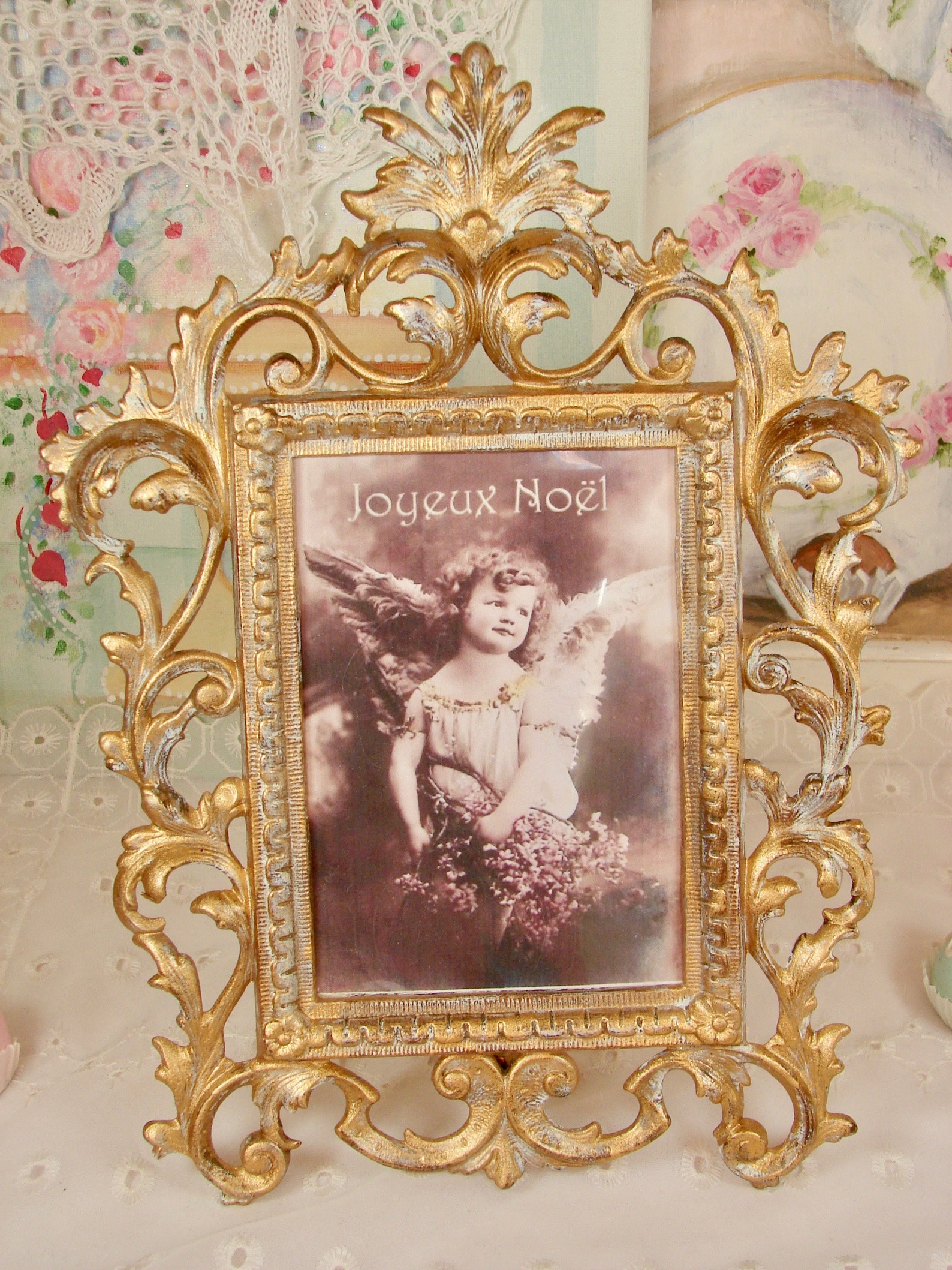 Antique Art Nouveau Easel Photo Frame Painted in 14k Gold Etsy