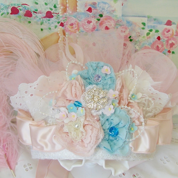 Magical Pastel Lace and Floral Marie Antoinette Birthday Crown, Fairy Crown, Costume Apparel