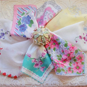 Vintage Mid-Century Cotton Ladies Handkerchief, Ladies Hankies